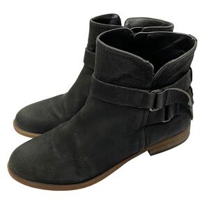 FRANCO SARTO Kacey Black Leather Riding Ankle Buckle Side Zip Boots women’s 7 M